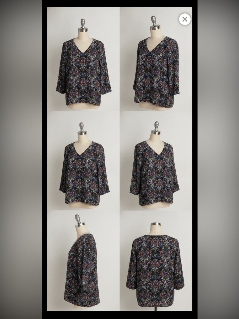 J. Jill Multicolor Floral V-Neck Blouse